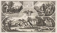 KG 02007
<br/>
Ontdekken, opgraven en ophangen lijk Slatius
<br/>
<em>Visscher, Claes Jansz. (1586/87-1652)</em>